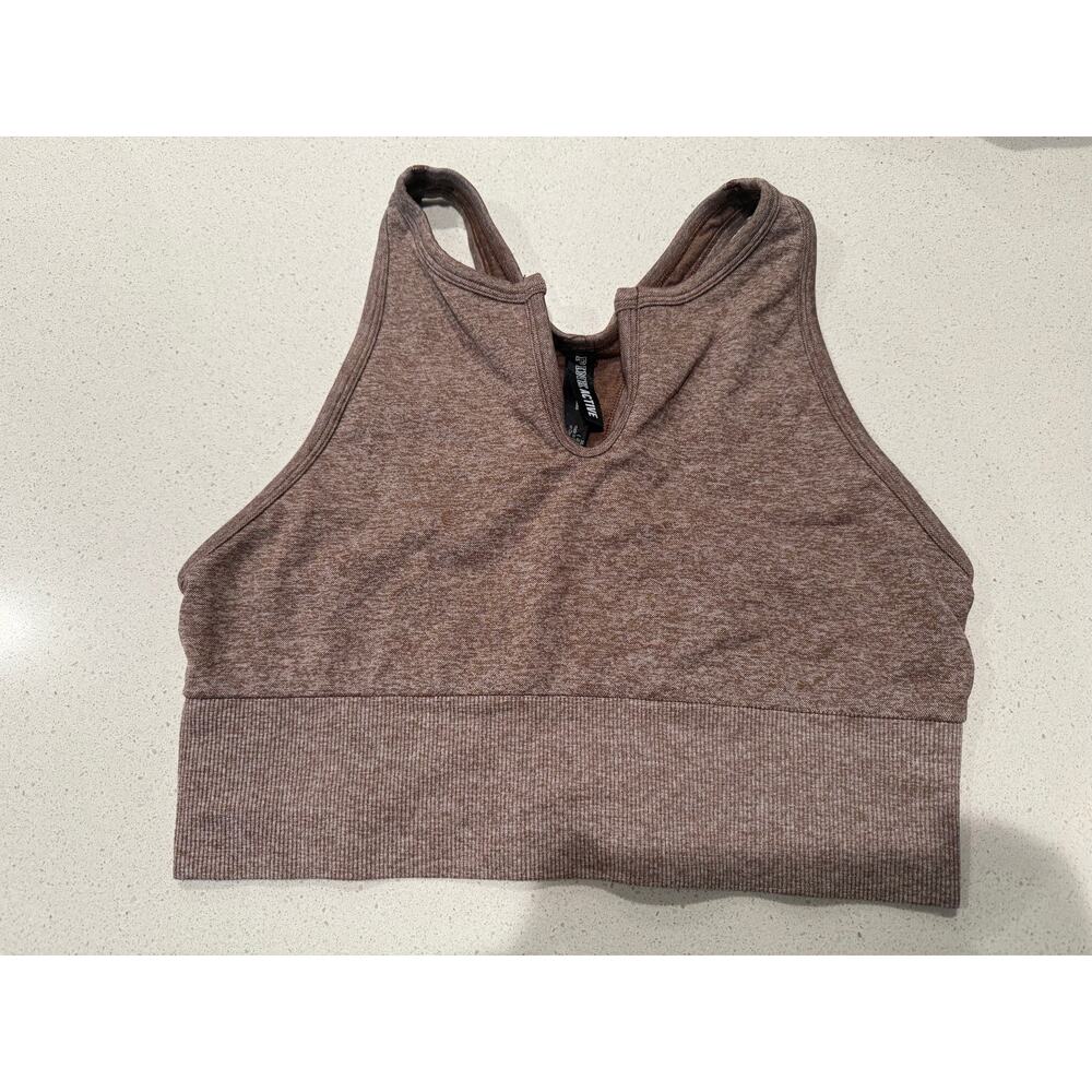 VS Pink Seamless Split Neck Sports Bra in Brown XL‎